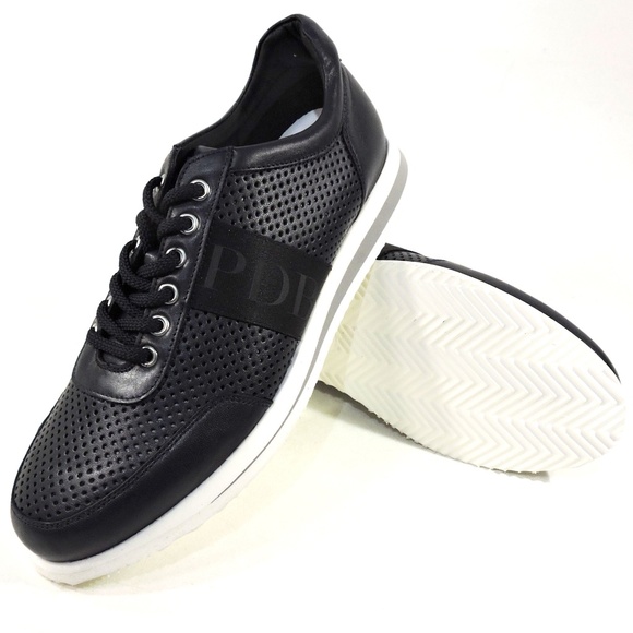 PRINCIPE DI BOLOGNA ?? MEN\'S BLACK SOFT LEATHER COMFORT SNEAKERS